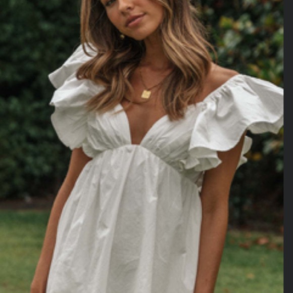 White Ruffled Mini Dress - Picture 3 of 3